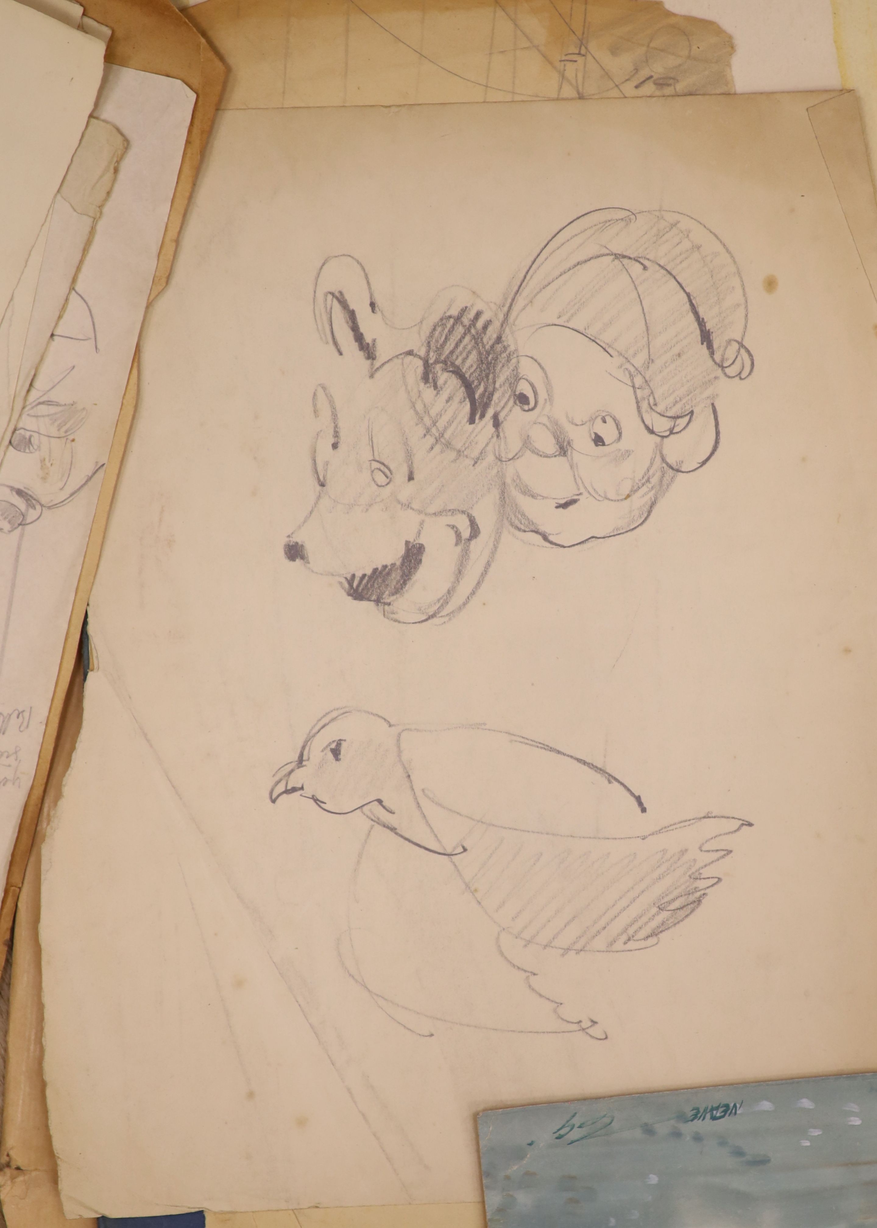 Henry James Neave, a folio of assorted artworks mostly designs for commercial adverts